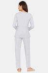 Rosaline Starry Nights Knit Cotton Pyjama Set - Grey Melange — thumbnail 3